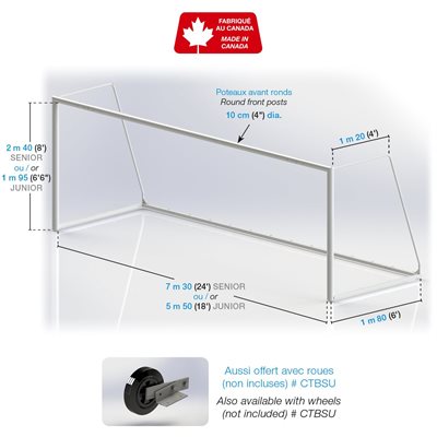 Pair of Aluminum Soccer Goals, 4" Round Front Posts